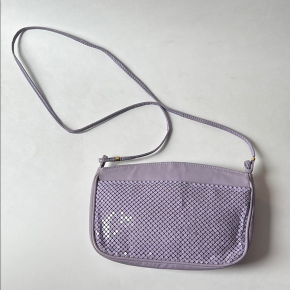 Whiting & Davis Lavender Purple Crossbody Bag with Mesh Texture - Picture 4 of 5